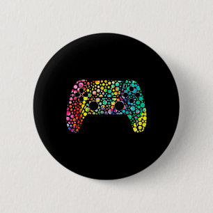 Bóton Redondo 5.08cm Dot Day Gamers Boy Game Controller Colorir Polka