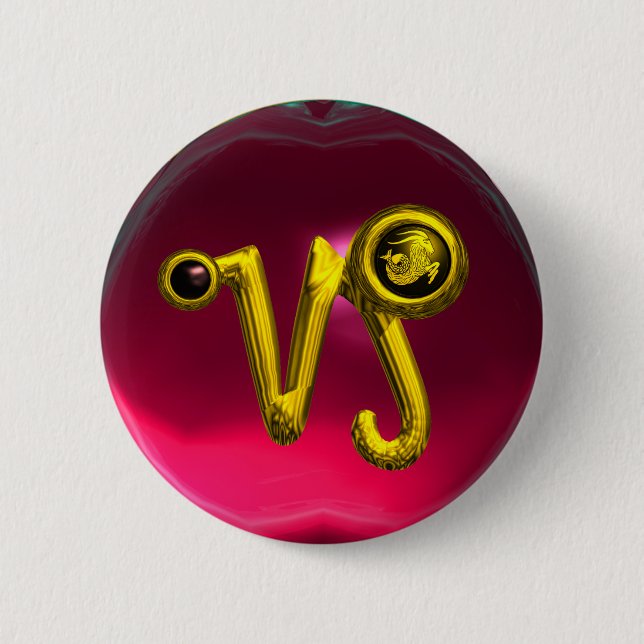 BÓTON REDONDO 5.08CM DOURADA CAPRICORN / SINAL ZODIAC JEWEL (Frente)