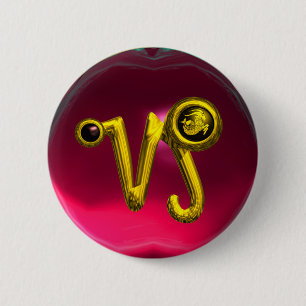 BÓTON REDONDO 5.08CM DOURADA CAPRICORN / SINAL ZODIAC JEWEL