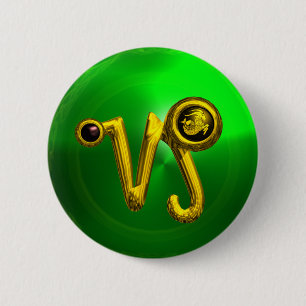 BÓTON REDONDO 5.08CM DOURADA CAPRICORN / SINAL ZODIAC JEWEL