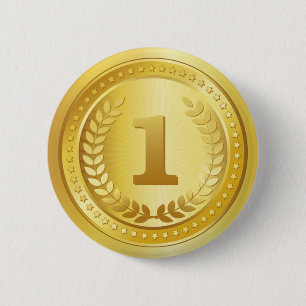 Bóton Redondo 5.08cm Dourada medalha 1rua botão vencedor