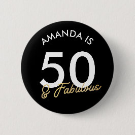 Bóton Redondo 5.08cm Dourado 50º e Fabuloso Presente de Aniversário Mod