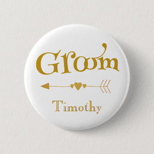 Bóton Redondo 5.08cm Dourado e Branco