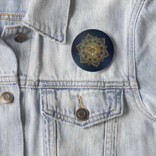 Bóton Redondo 5.08cm Dourado Mandala (In Situ)