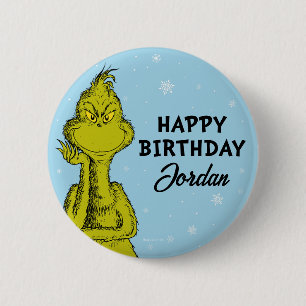Bóton Redondo 5.08cm Dr. Seuss Aniversário de Inverno do Grinch