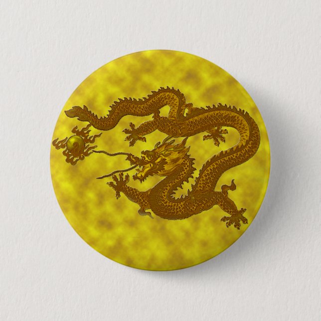 Bóton Redondo 5.08cm Dragão da moeda Dourado (Frente)