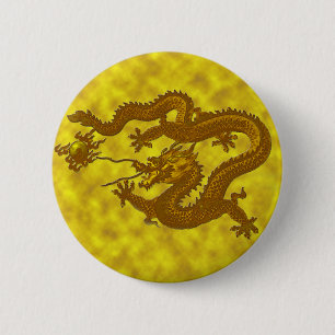 Bóton Redondo 5.08cm Dragão da moeda Dourado