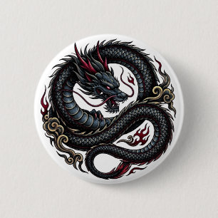 Bóton Redondo 5.08cm Dragão de Fogo Feroz Botão Redondo 🐉🔥 FantasyBut
