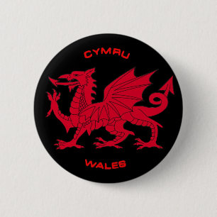 Bóton Redondo 5.08cm Dragão vermelho de Wales (Cymru), parte traseira