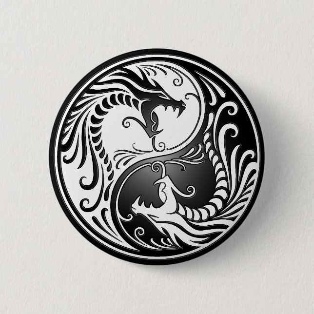 Bóton Redondo 5.08cm Dragões de Yin Yang (Frente)