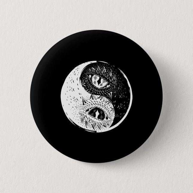 Bóton Redondo 5.08cm Dragon Eye Yin Yang China Harmony Taoism Zen Gift (Frente)