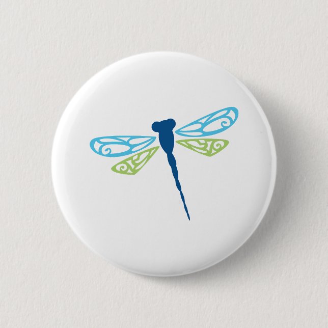 Bóton Redondo 5.08cm Dragonfly Azul & Verde (Frente)