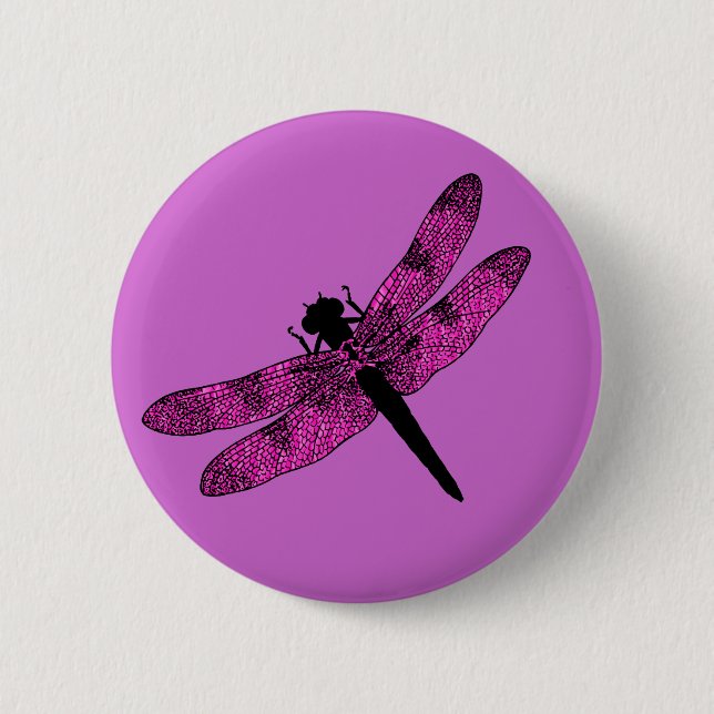 Bóton Redondo 5.08cm Dragonfly com asa rosa (Frente)