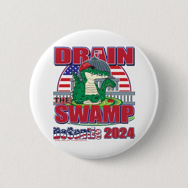 Bóton Redondo 5.08cm Drain-The-Swamp-DeSantis-2024 (Frente)