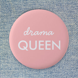 Bóton Redondo 5.08cm Drama Queen   Moderna Trendy Cute Pink Na moda Div