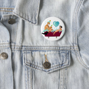 Bóton Redondo 5.08cm duas banheiras orgulho gay, bolhas, presentes, LGB