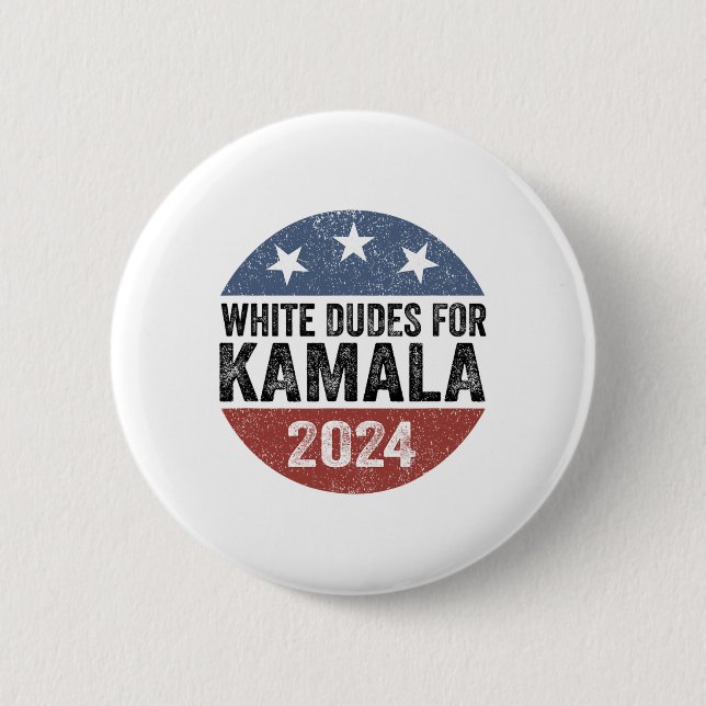 Bóton Redondo 5.08cm Dudes For Kamala Harris 2024 Retro Button Eletion (Frente)