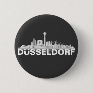 Bóton Redondo 5.08cm Düsseldorf City Skyline Button, Pin, Anstecker/
