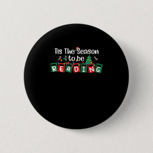 Bóton Redondo 5.08cm É a Temporada de Leitura de Natal Livro do Profess