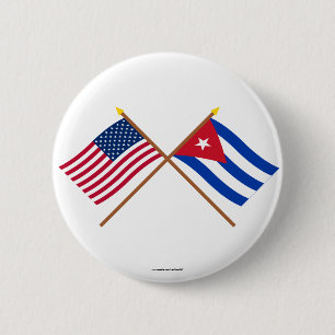Bóton Redondo 5.08cm E.U. e bandeiras cruzadas Cuba