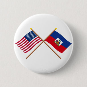 Bóton Redondo 5.08cm E.U. e bandeiras cruzadas Haiti