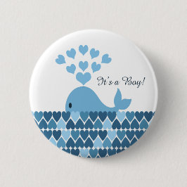 Bóton Redondo 5.08cm É um menino! Baleia branca