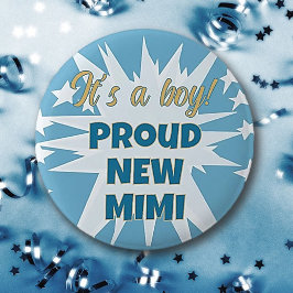 Bóton Redondo 5.08cm É um menino! Botão Novo MIMI Orgulhoso