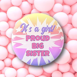 Bóton Redondo 5.08cm É uma garota! Botão Grande Irmã Orgulhosa