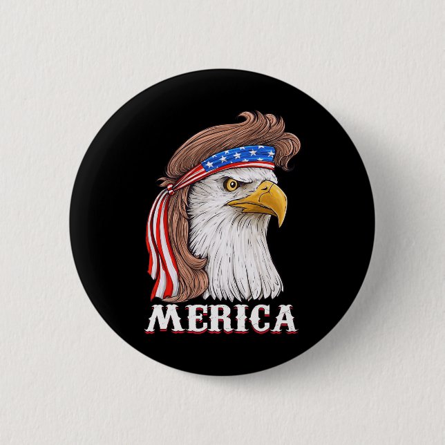 Bóton Redondo 5.08cm Eagle Mullet 4 de julho EUA Flag Merica (Frente)
