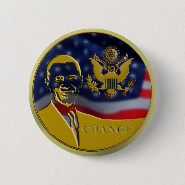 Bóton Redondo 5.08cm Eagle, Obama, mudança - personalizada (Frente)