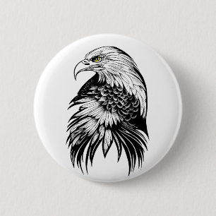Bóton Redondo 5.08cm Eagle Wild Animal Nature Illustration Art Tatuagem