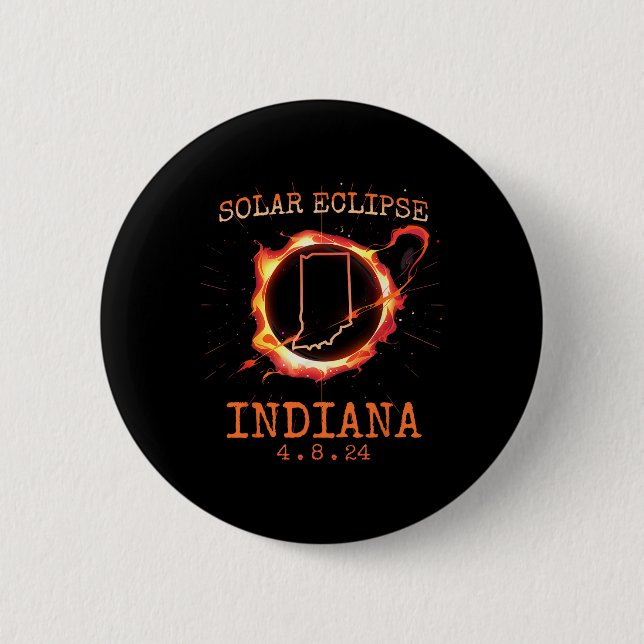 Bóton Redondo 5.08cm Eclipse 2024 Estado de Indiana Totality Usa Path S (Frente)