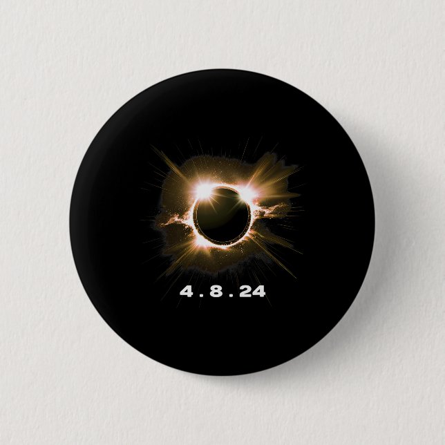 Bóton Redondo 5.08cm Eclipse Solar 4.8.24 Totalidade Eclipse 2024 Souve (Frente)
