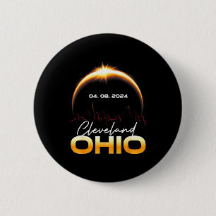 Bóton Redondo 5.08cm Eclipse Solar Cleveland Ohio Ilustração Total