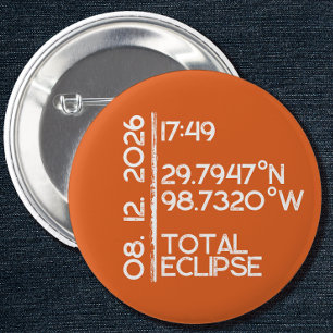 Bóton Redondo 5.08cm Eclipse Solar Laranja Personalizado 2026