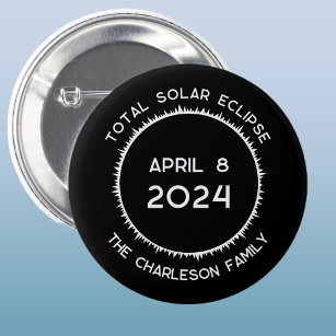 Bóton Redondo 5.08cm Eclipse Solar Total 2024 Personalizado