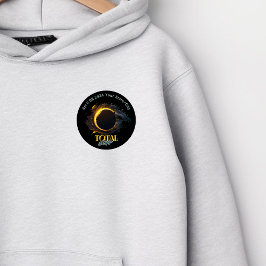 Bóton Redondo 5.08cm Eclipse Solar Total 2024 Seu Estado Cidade Negro