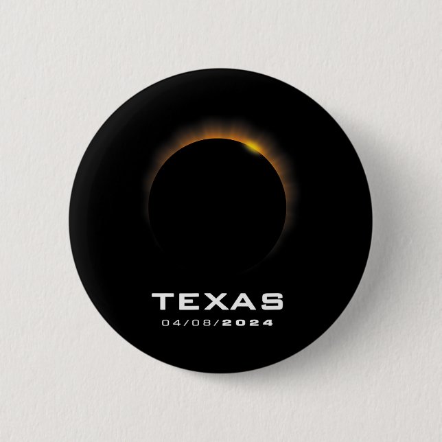 Bóton Redondo 5.08cm Eclipse Solar Total 2024 Texas (Frente)