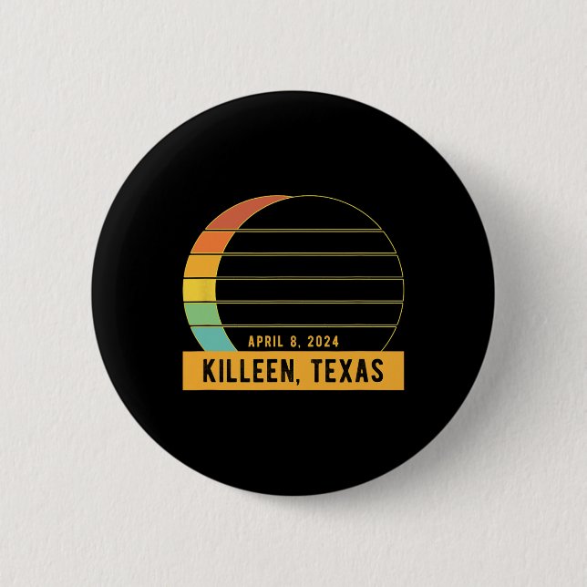 Bóton Redondo 5.08cm Eclipse Solar Total De 2024 Em Killeen Texas (Frente)