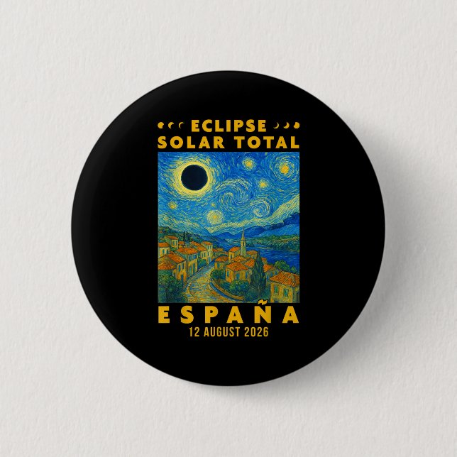 Bóton Redondo 5.08cm Eclipse Solar Total Espanha 2026  (Frente)