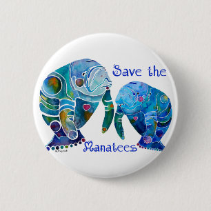 Bóton Redondo 5.08cm Economias de Florida os peixes-boi em azuis