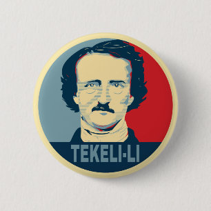 Bóton Redondo 5.08cm Edgar Allan Poe TEKELI-LI Estilo de Esperança