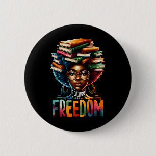 Bóton Redondo 5.08cm Educação É Liberdade Professor Negro Livros Histór
