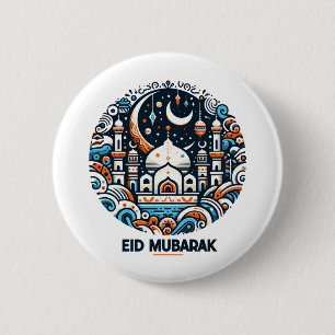 Bóton Redondo 5.08cm Eid Mubarak Decorre Crescente Colorida Arte Mesqui