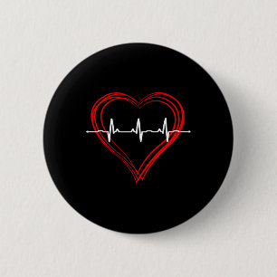 Bóton Redondo 5.08cm Ekg Heartbeat Love Cardiograma Hollow Ecg Heart
