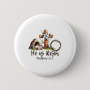 Bóton Redondo 5.08cm Ele É Risen Ovelino Cruzando Jesus Gosto Cristão