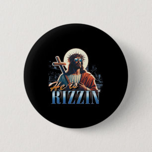 Bóton Redondo 5.08cm Ele É Rizzin Engraçado Páscoa Jesus Meme Vintage B