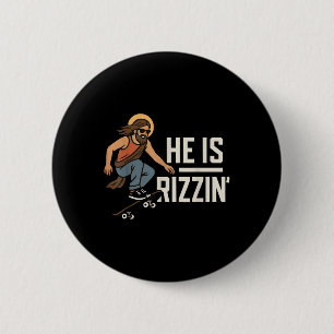Bóton Redondo 5.08cm Ele É Rizzin Meme Skater Jesus, Cristão Engraçado 