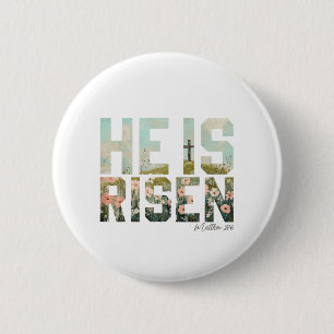 Bóton Redondo 5.08cm Ele Ressuscitou Boho Páscoa Cristão Jesus