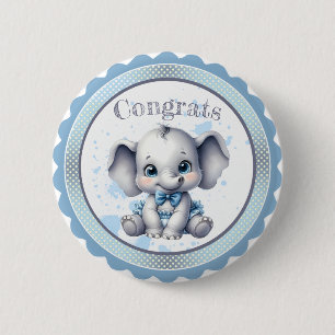 Bóton Redondo 5.08cm Elefante Azul Cutie - Pequeno amendoim